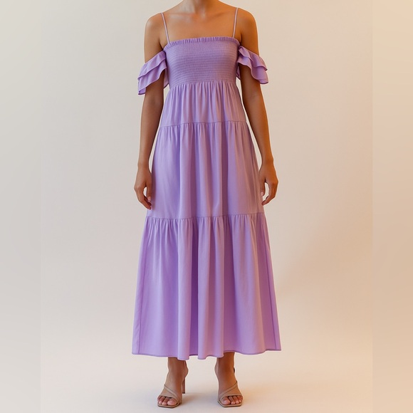 Emin & Paul Lavender Ruffle Strap Maxi Dress - Picture 1 of 7